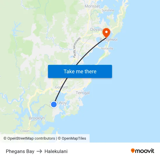 Phegans Bay to Halekulani map