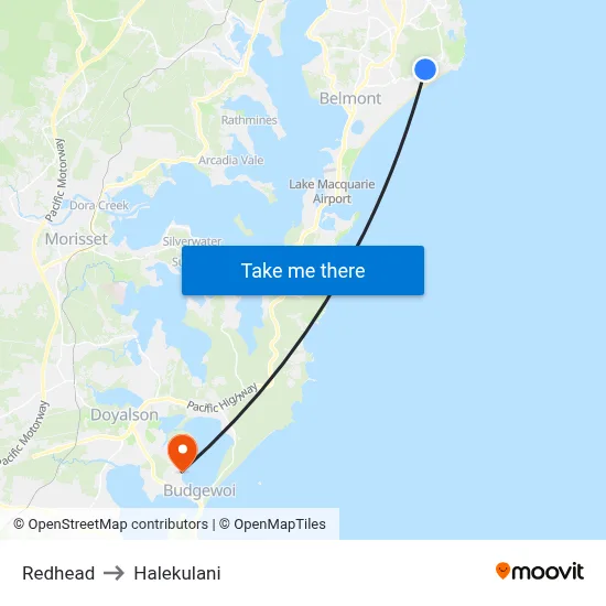 Redhead to Halekulani map