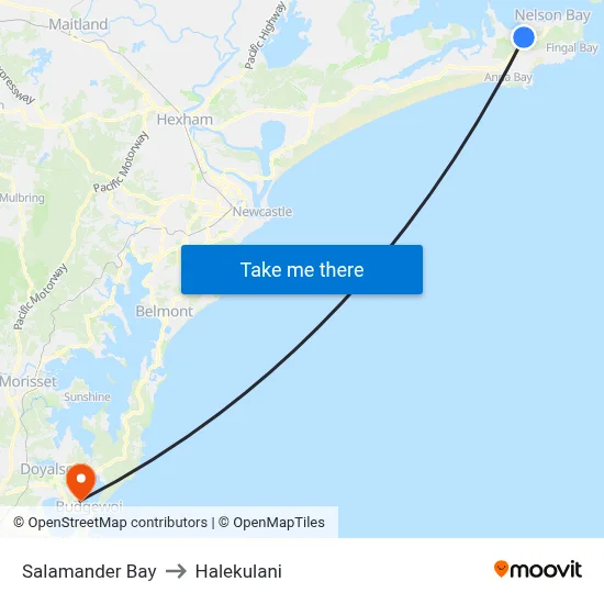 Salamander Bay to Halekulani map