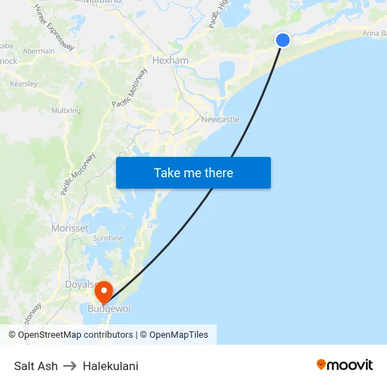 Salt Ash to Halekulani map