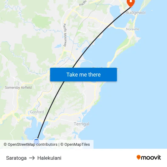 Saratoga to Halekulani map