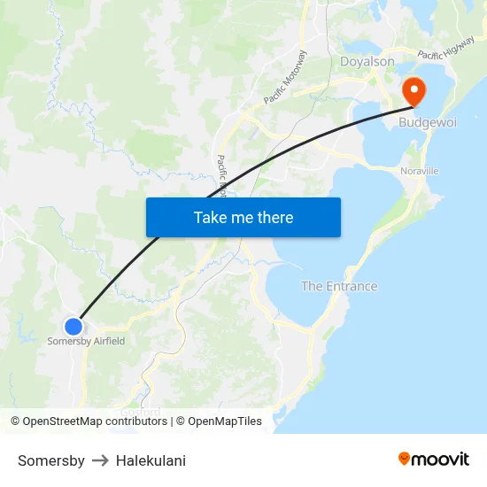 Somersby to Halekulani map