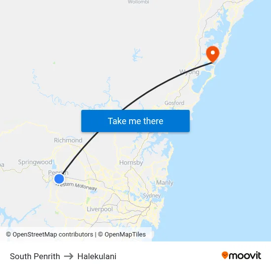 South Penrith to Halekulani map