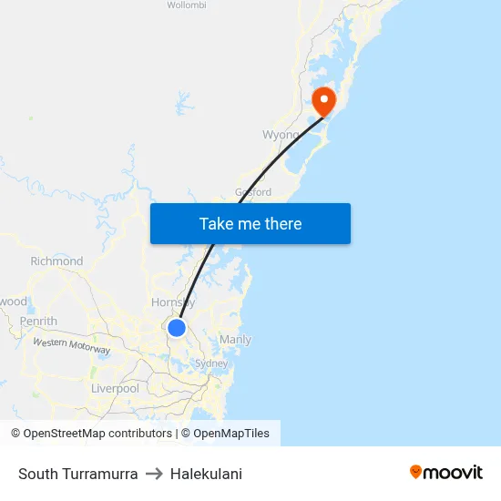 South Turramurra to Halekulani map