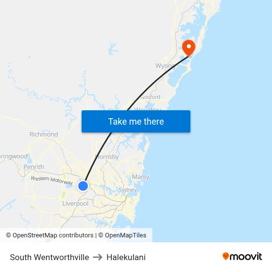 South Wentworthville to Halekulani map