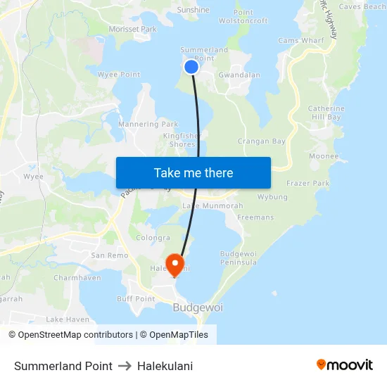 Summerland Point to Halekulani map