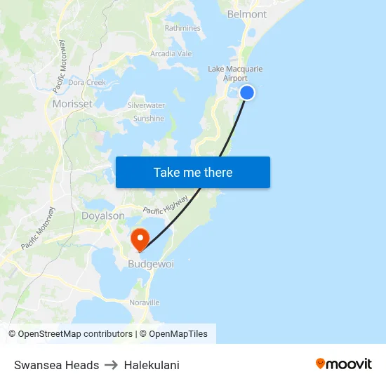 Swansea Heads to Halekulani map