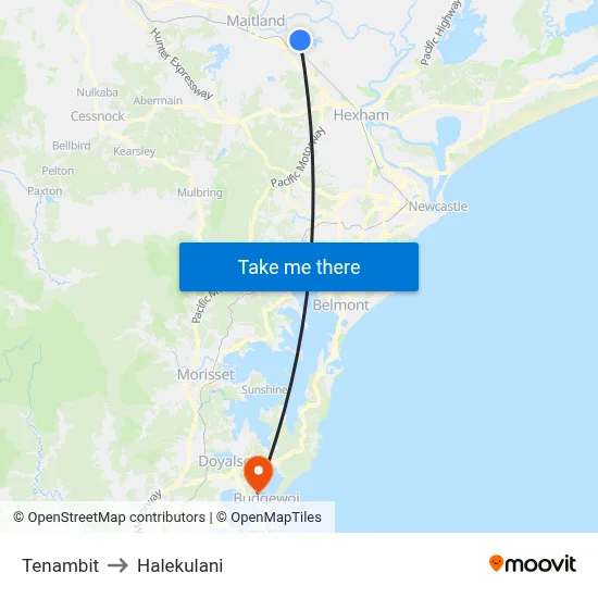 Tenambit to Halekulani map