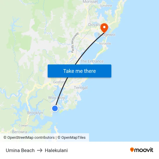 Umina Beach to Halekulani map