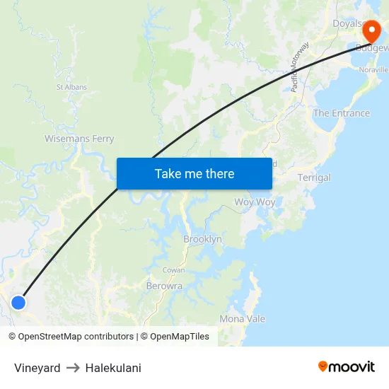 Vineyard to Halekulani map