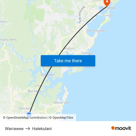 Warrawee to Halekulani map