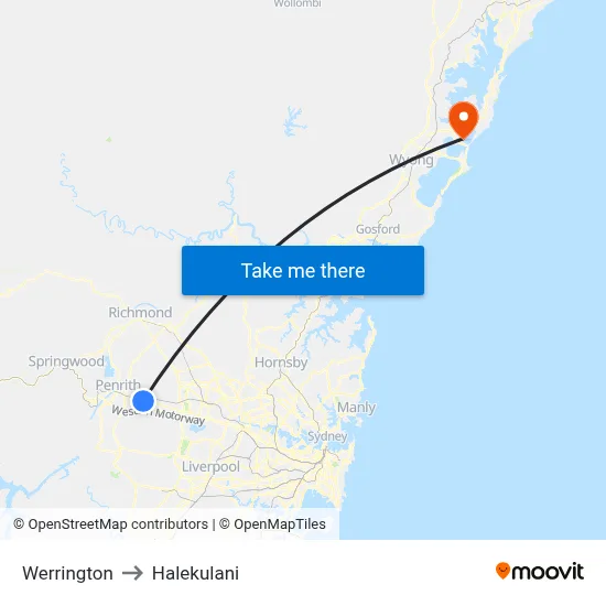 Werrington to Halekulani map