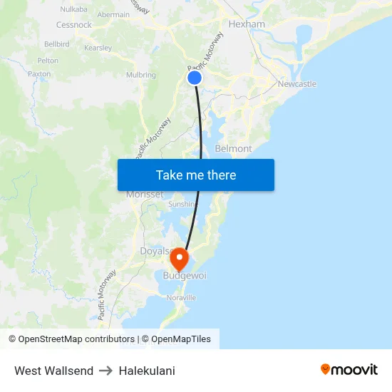 West Wallsend to Halekulani map