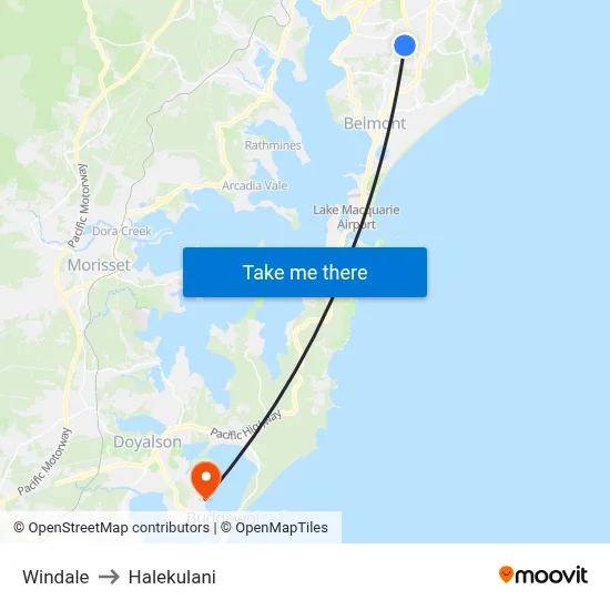Windale to Halekulani map