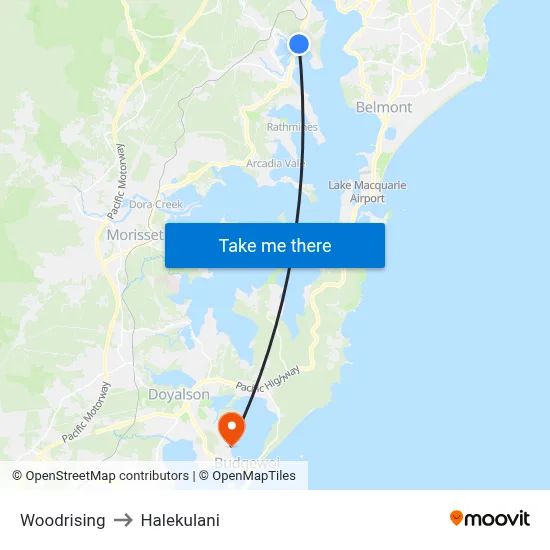 Woodrising to Halekulani map