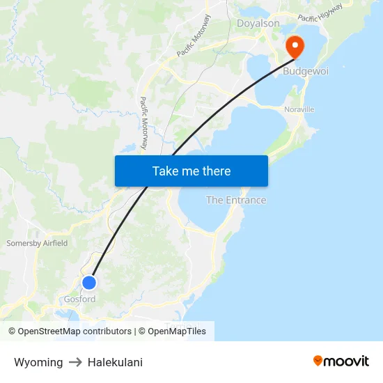 Wyoming to Halekulani map