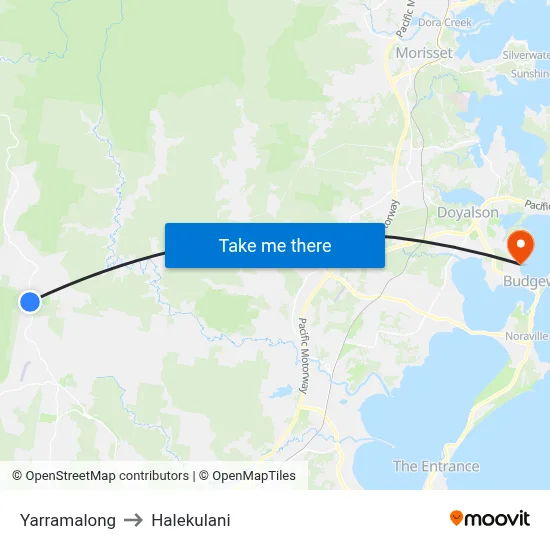Yarramalong to Halekulani map