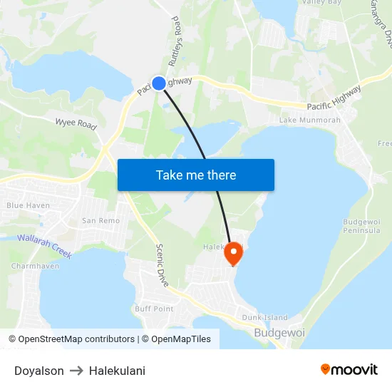 Doyalson to Halekulani map