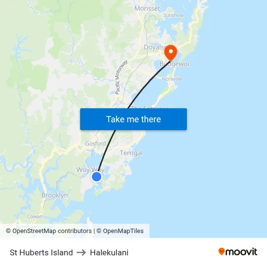 St Huberts Island to Halekulani map