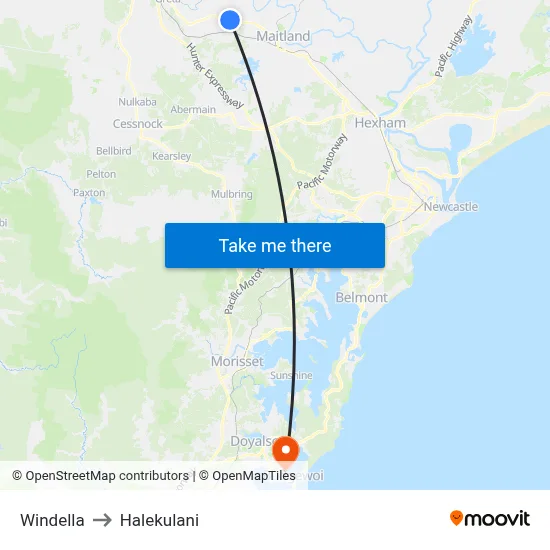 Windella to Halekulani map