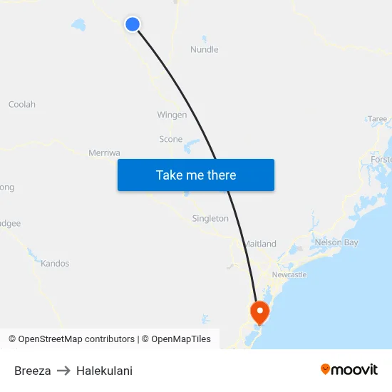 Breeza to Halekulani map
