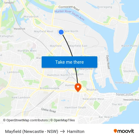 Mayfield (Newcastle - NSW) to Hamilton map