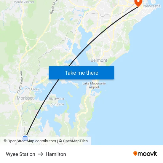 Wyee Station to Hamilton map