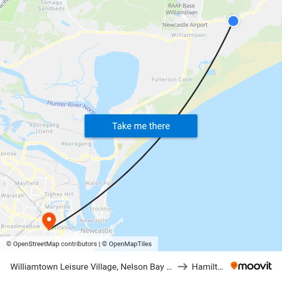Williamtown Leisure Village, Nelson Bay Rd to Hamilton map