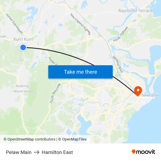 Pelaw Main to Hamilton East map