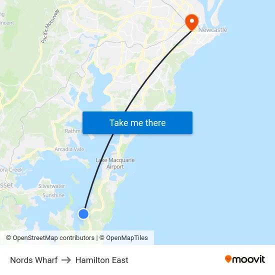 Nords Wharf to Hamilton East map