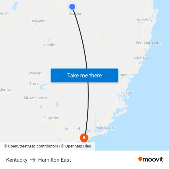 Kentucky to Hamilton East map