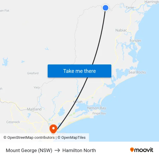 Mount George (NSW) to Hamilton North map
