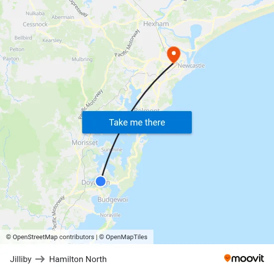 Jilliby to Hamilton North map