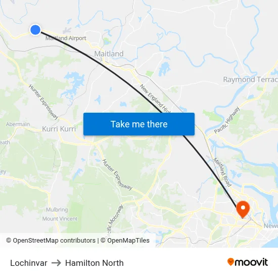 Lochinvar to Hamilton North map