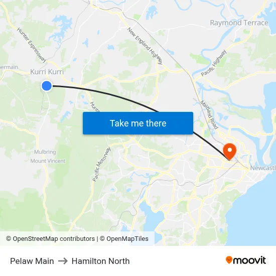 Pelaw Main to Hamilton North map