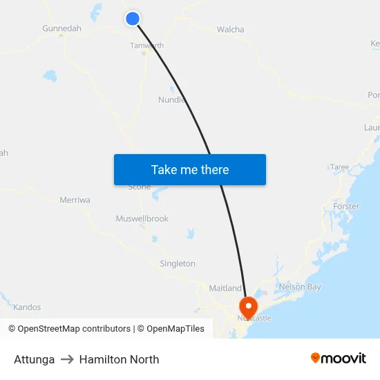 Attunga to Hamilton North map