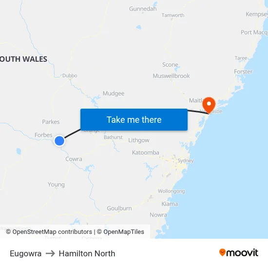 Eugowra to Hamilton North map