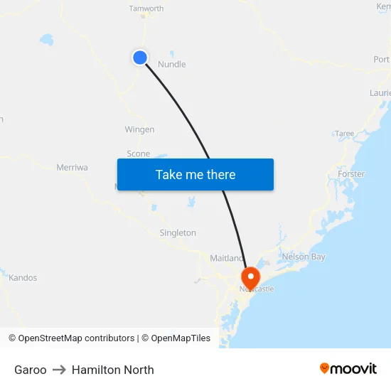Garoo to Hamilton North map