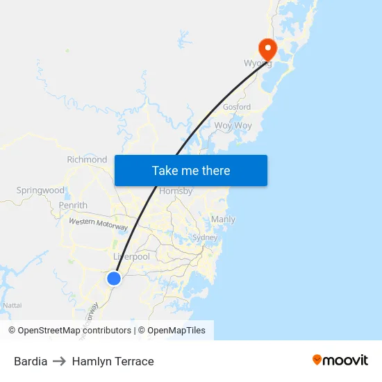 Bardia to Hamlyn Terrace map