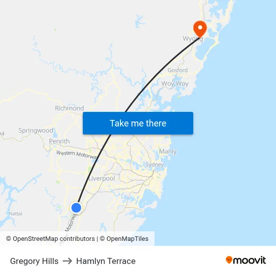 Gregory Hills to Hamlyn Terrace map