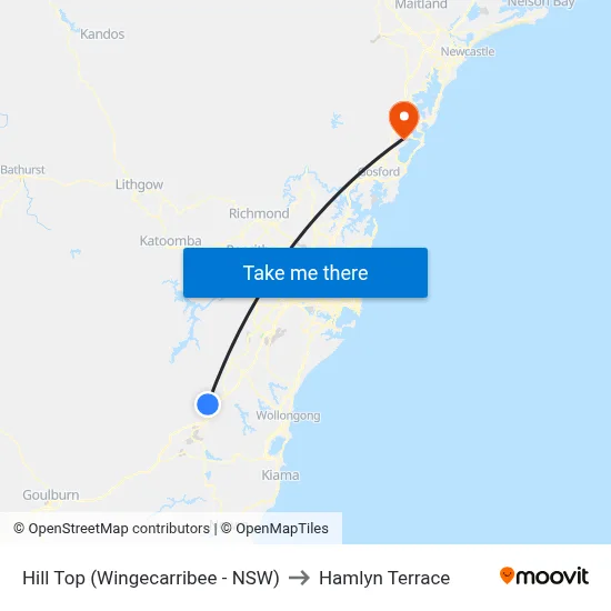 Hill Top (Wingecarribee - NSW) to Hamlyn Terrace map