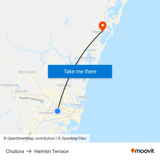 Chullora to Hamlyn Terrace map