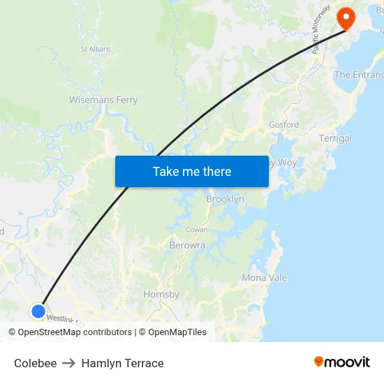 Colebee to Hamlyn Terrace map