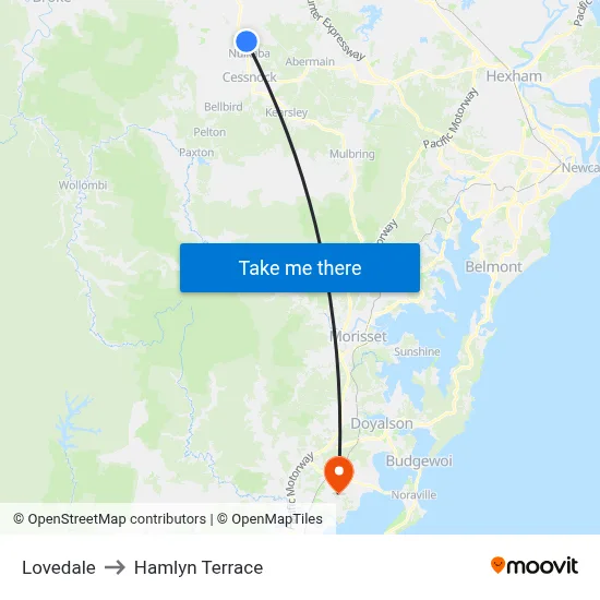 Lovedale to Hamlyn Terrace map
