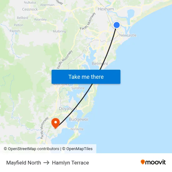 Mayfield North to Hamlyn Terrace map