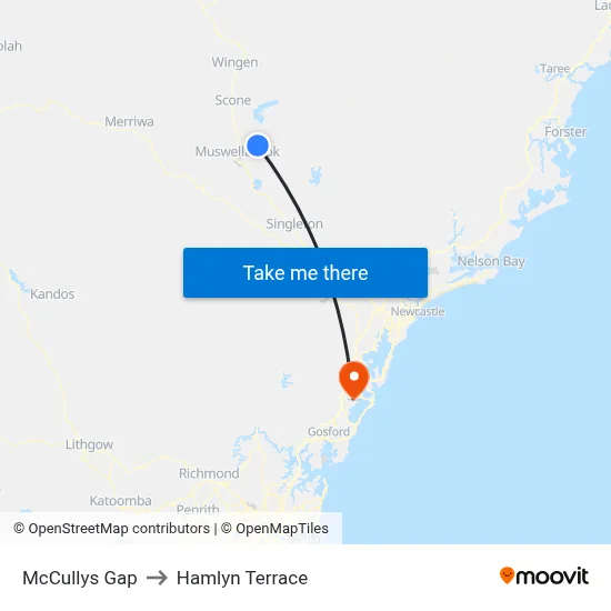 McCullys Gap to Hamlyn Terrace map