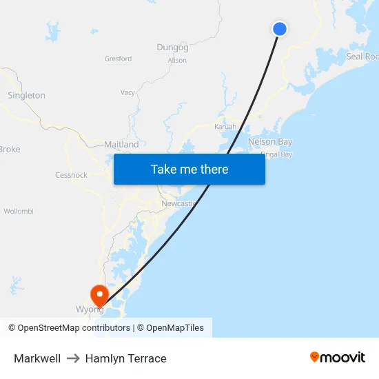 Markwell to Hamlyn Terrace map