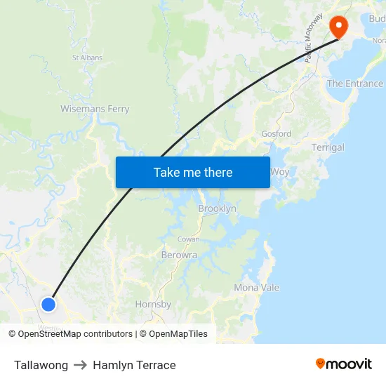 Tallawong to Hamlyn Terrace map
