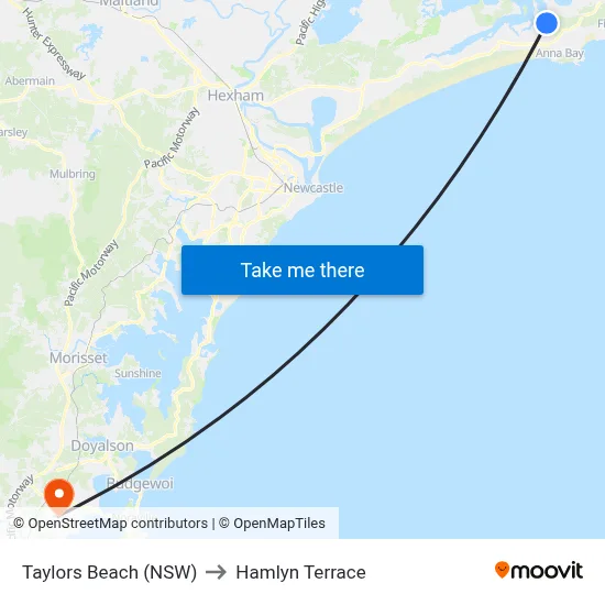 Taylors Beach (NSW) to Hamlyn Terrace map
