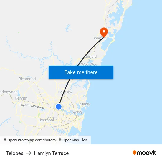 Telopea to Hamlyn Terrace map